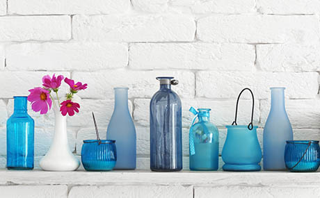 Inspiracion colores deco botellas cristal azul